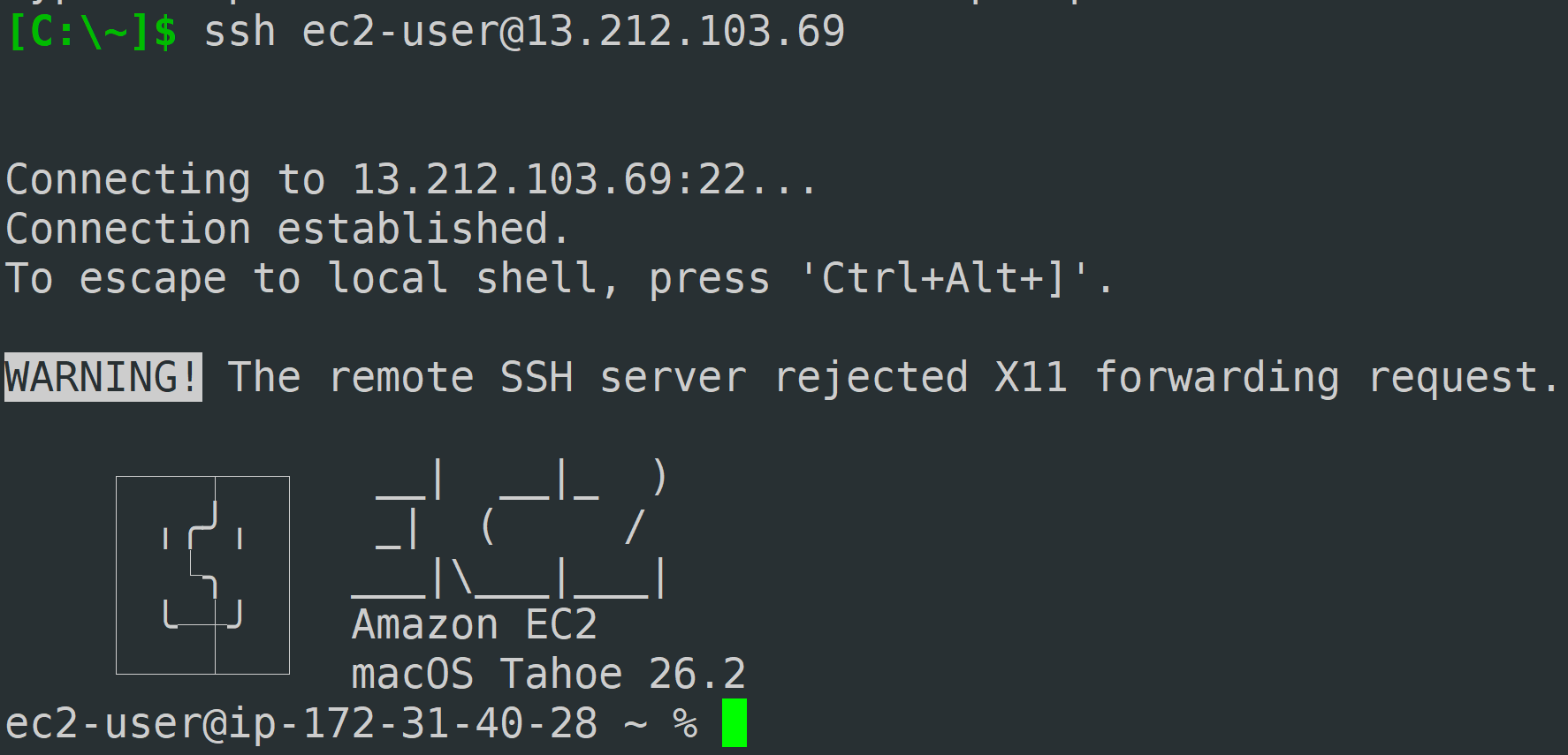 通过SSH连接到MacOS实例