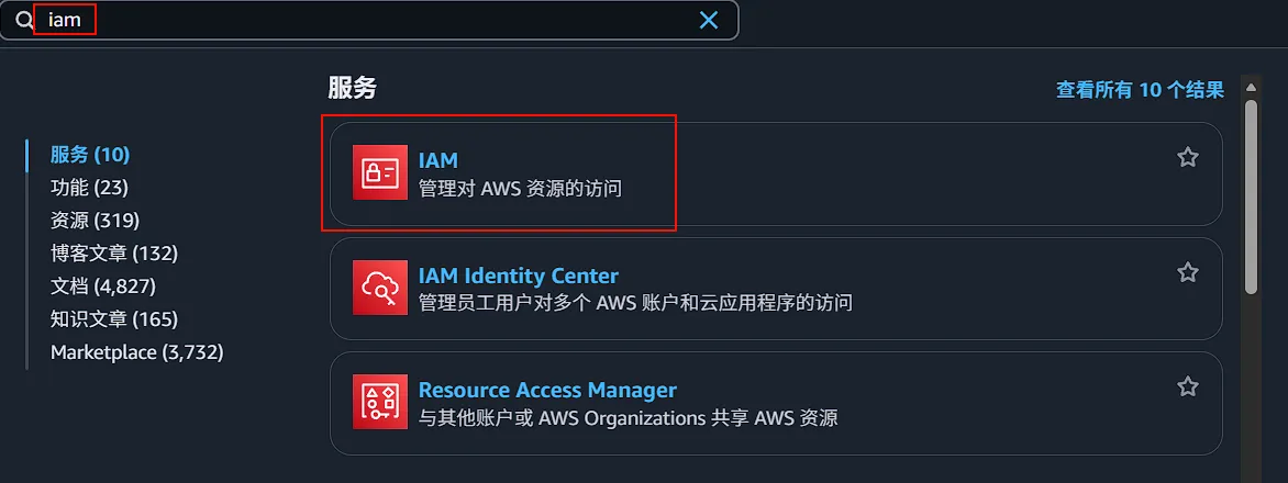 图片占位符：IAM 服务控制台主页